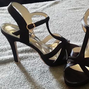 womens black strappy heels